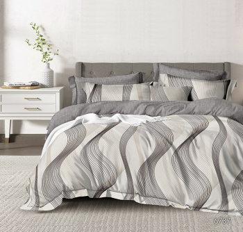 Постельное белье 2сп поплин на резинке Орхидея 6737, наволочки 70*70 - 2шт *1/4