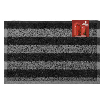 Коврик 40*60 см придверный пористый черно-серые полосы "VORTEX" (арт.22408)  *1