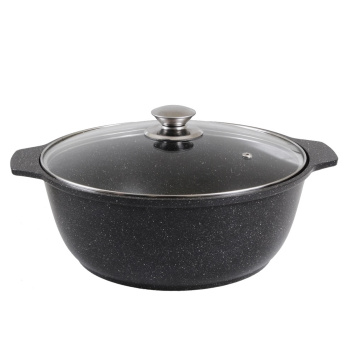 Кастрюля алюм. литая а/приг. Kukmara "Мраморная" темный "жаровня" 4,0л Стекл.кр. жмт42а (Кукмор)*1/4