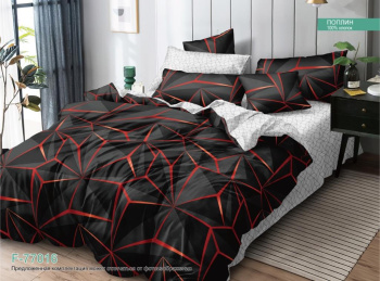 Постельное белье 1,5сп поплин на резинке Орхидея F-77016, наволочки 70*70 - 2шт *1/4