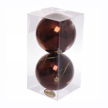 Новогодние шары 10 см (набор 2 шт) "Глянец", шоколад