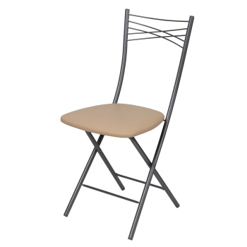 Стул складной Nika 1, 89x39.5х54.5 см, экокожа, слоновая кость/серый