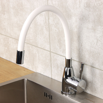 Смеситель для кухни FLOE FK234-DW с гибким изливом (белый) *1/10