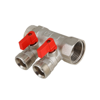 Коллектор VALTEC, 2 выхода, с отсекающими кранами, 1", 2х1/2"