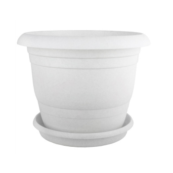 Кашпо пластм. "Toprak"  3,0л d верха 200мм h165мм с поддоном Мрамор А5220мр (Копейск)   *1/40