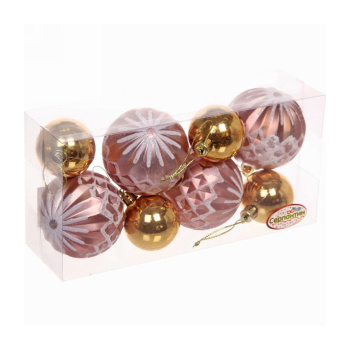 Новогодние шары 6/4 см (набор 8 шт) "Яркий восторг", Шампань