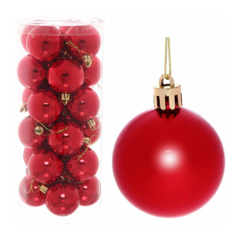 Набор новогодних шаров "Глянец", диаметр 4 см, 24 шт., красный