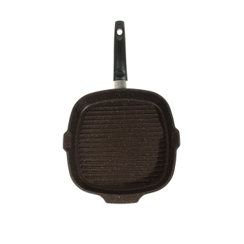 яяяСковорода алюм. а/приг.литая Kukmara "Мраморная" кофейн."Гриль"28х28см С.р.Ст.к.сгкмк282а *1/6