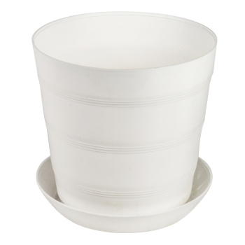 Кашпо пластм. "Классик " 2,0л d верха 158мм h148 с поддоном Белое КК 2 Б (Екатернбург) *1/50