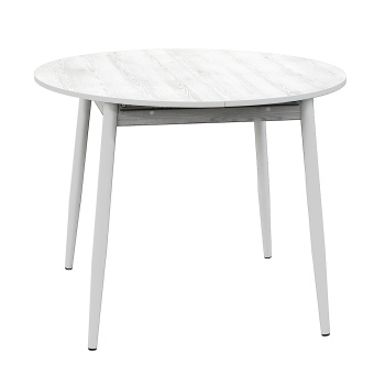 Стол раздв.КРУГЛЫЙ ОРИОН d950(+300)мм h750мм ЛДСП Сосна белая+ опора металл Белая *1 Стол раздв.КРУГЛЫЙ ОРИОН d950(+300)мм h750мм ЛДСП Сосна белая+ опора металл Белая *1