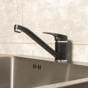 Смеситель для кухни Эверест В49-0256 длинный излив (черный) *1/10