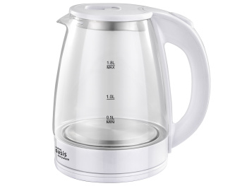 Чайник электрический стекло 1,8л 2000Вт Oasis K-8GW белый, автооткл, шкала уровня воды *1/12