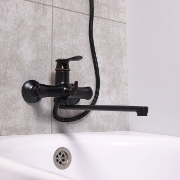 Смеситель для ванны "Potato" P22139HG длинный излив (черная бронза) *1/10