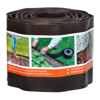 Бордюрная лента Садовая для грядок, клумб "гофра" пласт. выс.15см дл.9м Коричн.Б-15/9 (Протэкт) *1/2