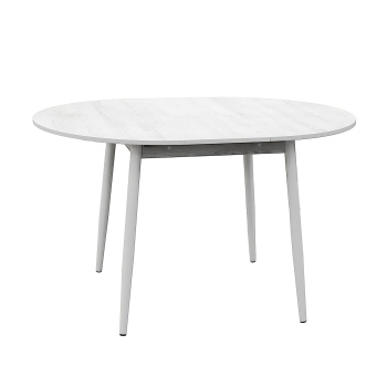 Стол раздв.КРУГЛЫЙ ОРИОН d950(+300)мм h750мм ЛДСП Сосна белая+ опора металл Белая *1 Стол раздв.КРУГЛЫЙ ОРИОН d950(+300)мм h750мм ЛДСП Сосна белая+ опора металл Белая *1