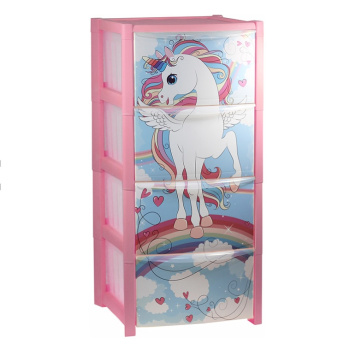 Комод пластм. детский "ДЕКО" "Единорог" 4 ящика 770х380х360мм М2792 ("М-Пластика") *1