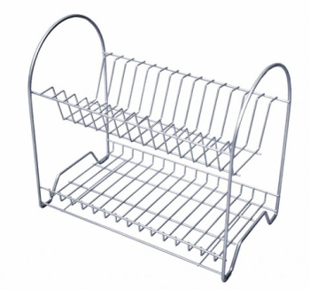 Сушилка для посуды настольная металл. 2-х ярусн.400х350х240мм "Люкс" хромир. б/поддона арт.166-324*2