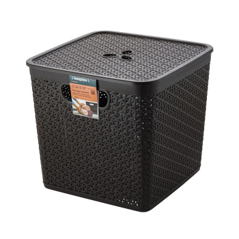 Корзина для хранения пластм. "Keeplex Rattan" 21л 290х290х270мм Темн.каштан арт.KL130511011 *1/6