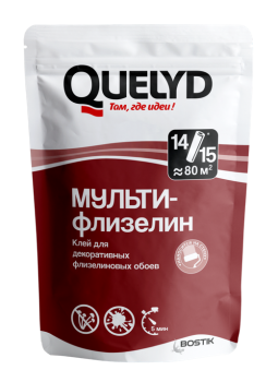 Клей для обоев флизелиновый 450г "Мульти-флизелин" Quelyd  80м2  * 1/16/480 Клей для обоев флизелиновый 450г "Мульти-флизелин" Quelyd  80м2  * 1/16/480