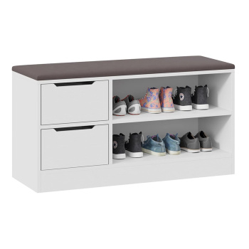 Обувница 535*350*970 Тип13 БЕЛЫЙ ЯСЕНЬ/ВЕЛЮР серый ТриЯ *1