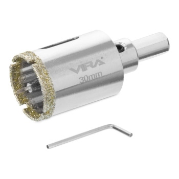 Коронка алмазная по керамике VIRA 30 мм, трехгранный хвостовик