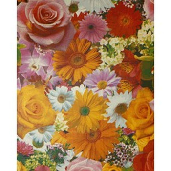 Клеёнка на ткан.основе КОЛОРИТ 117/7 "Розы, герберы, ромашки" сиреневая шир.1,25м *25м (Тверь)