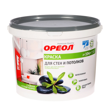 Краска акриловая для стен и потолков Ореол, матовый белый, 13 кг
