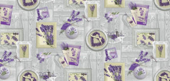 Клеёнка на нетканой основе "Мажор" "Лаванда" на сером шир.1,35м 579/15 "Колорит" *20