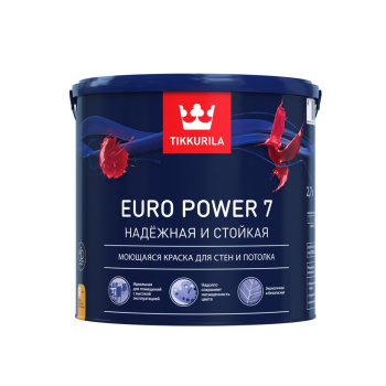 Краска акриловая 2.7 л для стен и потолков Tikkurila Euro Power 7, белая база А, матовая