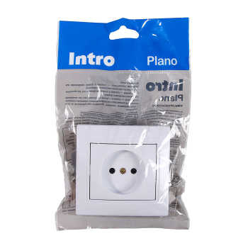 Розетка Intro Plano СП 1-мест. белая сз 2P+E Schuko 16А-250В IP20 1-202-01