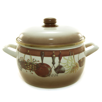 Кастрюля стальн. эмалир. "Кухня" 5,3л d220мм Металл.кр. 2298 ("МЕТРОТ" Сербия) *1/4