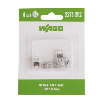 Клемма 2-х проводн. для распред. короб. (без п) 2273-202 (уп.6шт) WAGO 07-5131-06