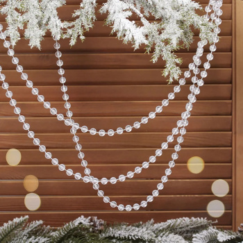 Бусы на ёлку 2,0 м "Волшебная капля" d-10 мм, Прозрачный