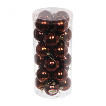 Новогодние шары 4 см (набор 24 шт) "Глянец", шоколад