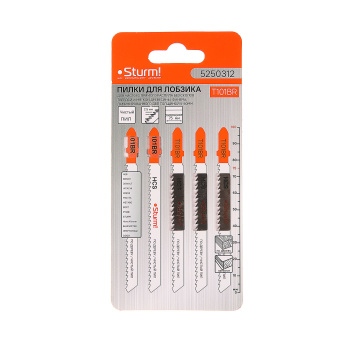Пилки для лобзика 5шт. по ламинату STURM (арт.5250312) чист.рез 3-30мм *10/50 Пилки для лобзика 5шт. по ламинату STURM (арт.5250312) чист.рез 3-30мм *10/50