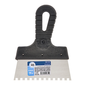 Шпатель фасадный нерж.сталь зубчат 150мм пласт.руч 6*6мм T4P(арт.1201156) *1/10/60