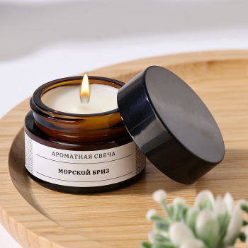 Свеча ароматическая в банке "Морской бриз", соевый воск, 12 г   9865835