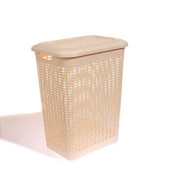 Корзина для белья пластм. 50л 420×310×560мм Бежевый арт.431293407 ("Бытпласт") *1/6
