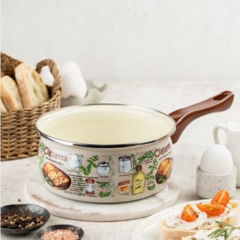 Кастрюля эмалированная "Чиабатта" 1,6л d160мм Дл.ручка, б/кр. 3256 ("МЕТРОТ" Сербия) *1/6