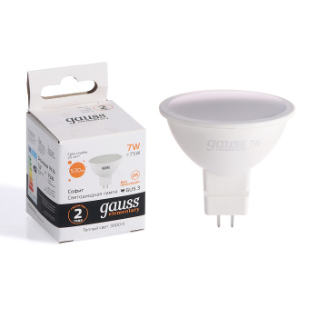 Лампа светодиодная 7W GU5.3 рефлектор 3,0K теплый MR16 530лм Elementary 13517 *10/100